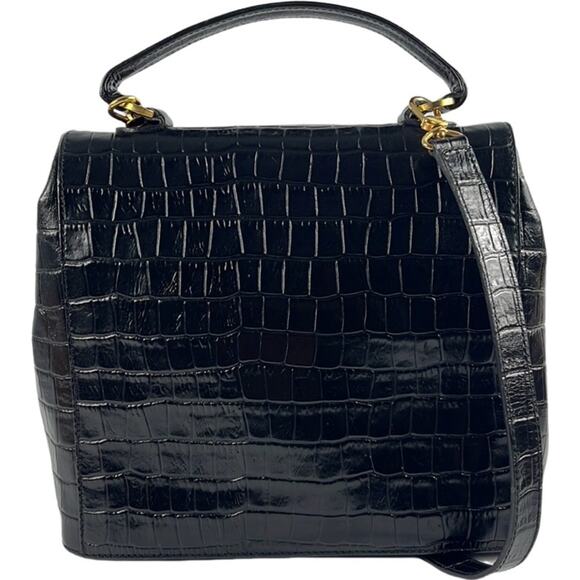 Valentino Garavani Croc Embossed Leather Handbag - Picture 3 of 12